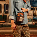 Topo Mini Shoulder Bag Clay Chocolate White Omuz Cantasi Kahverengi